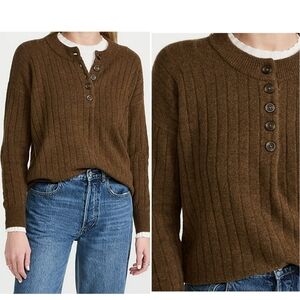 Madewell Brown button-down wool alpaca cardigan